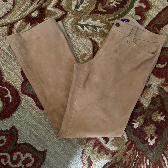 RALPH LAUREN Size 12 Tan Khaki 100% Suede Leather Classic Equestrian Flat-Front - Picture 4 of 16